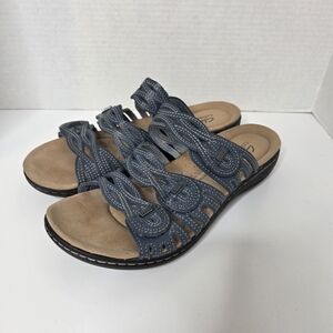 Clarks Collection Comfort Slide On Sandals, Womens Size 9M, Blue